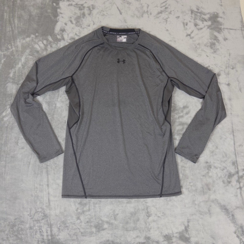 Under Armour HeatGear Compression‎ Shirt Mens 3XL Long Sleeve Gray Rash Guard